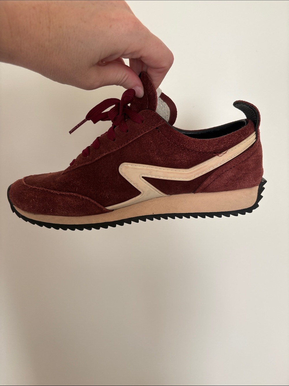 rag & bone Burgundy Suede Runner Sneakers with Cream Accent - Picture 8 of 13